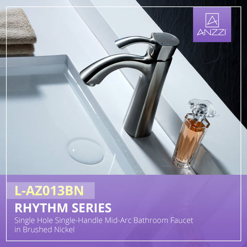 ANZZI Rhythm Series Single Hole Single-Handle Mid-Arc Bathroom Faucet
