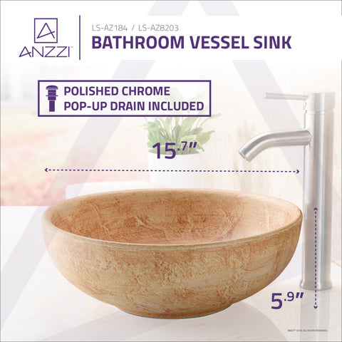 ANZZI Sataua Series Vessel Sink in Creamy Beige