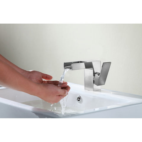 ANZZI Zhona Series Single Hole Single-Handle Low-Arc Bathroom Faucet in Brushed Nickel