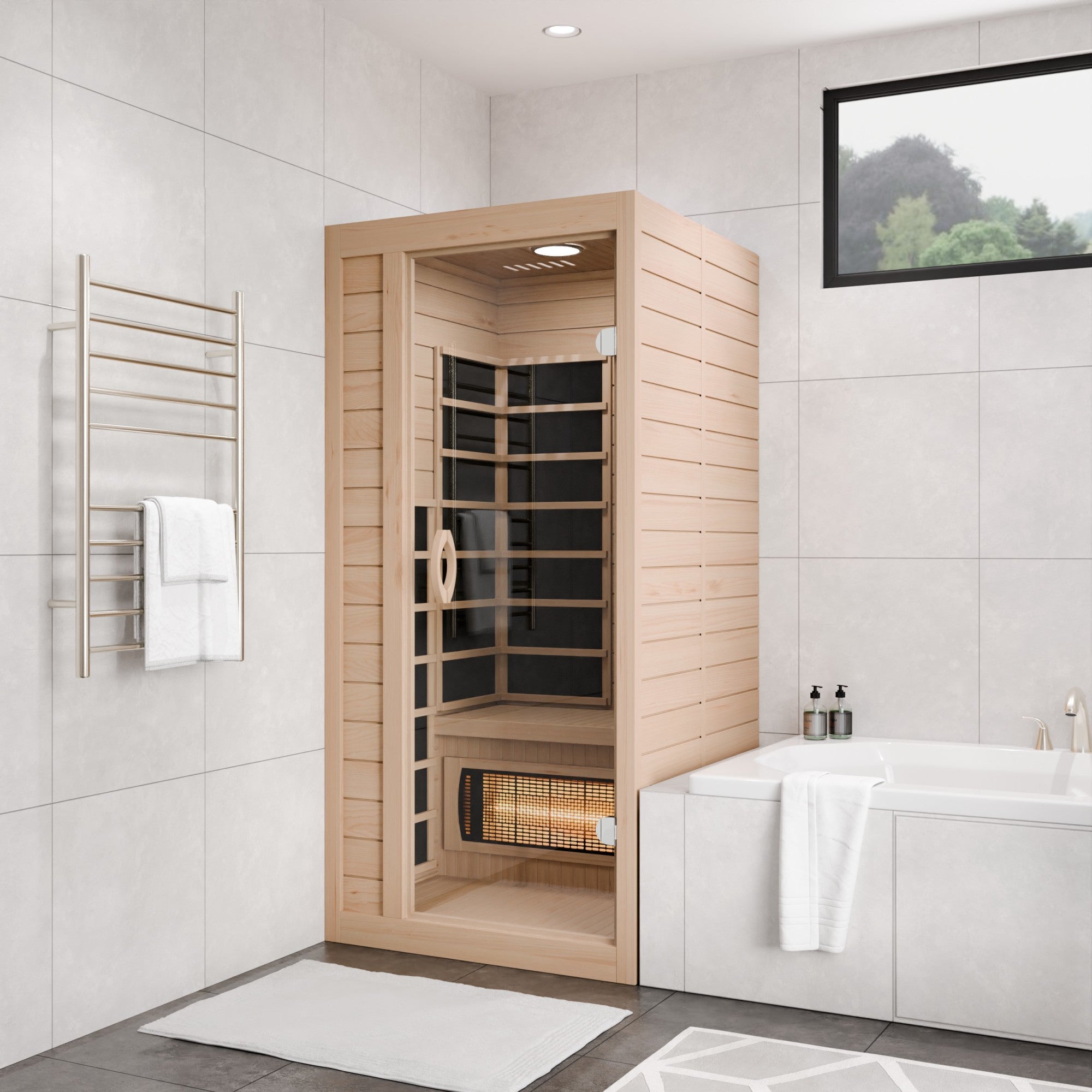 SC-SS0013-GS - SaunaSpa Lucia 1- Person Indoor Hemlock Wooden
