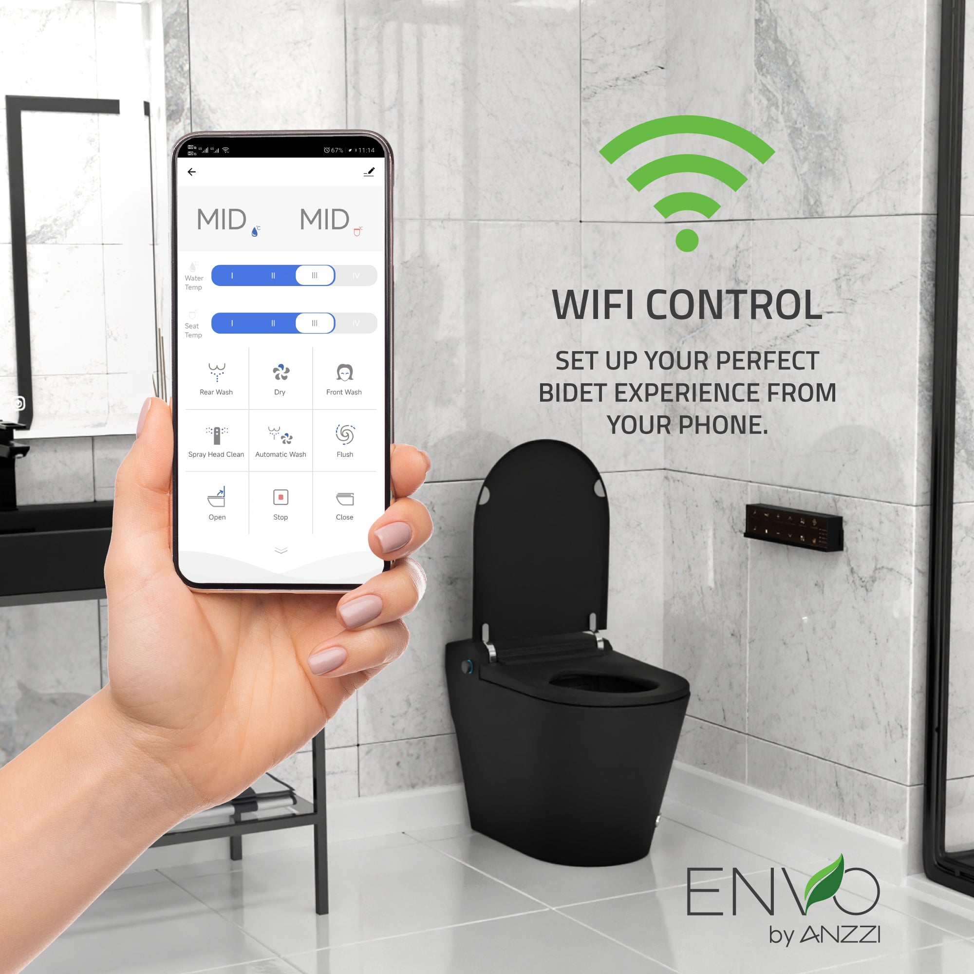 TL-ST950WIFI-MB - ANZZI ENVO Echo Elongated 1.28 GPF Smart Bidet