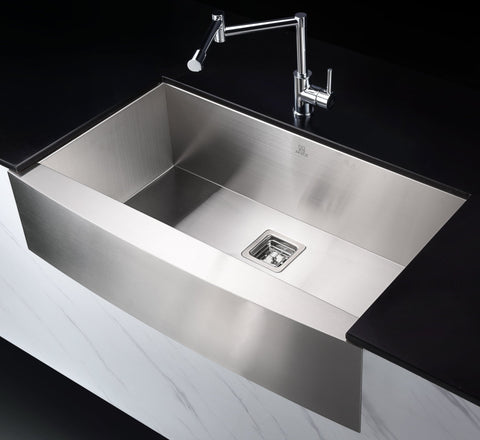 Elysian Farmhouse Stainless Steel 36 in. Single Bowl Kitchen Sink in Brushed Satin