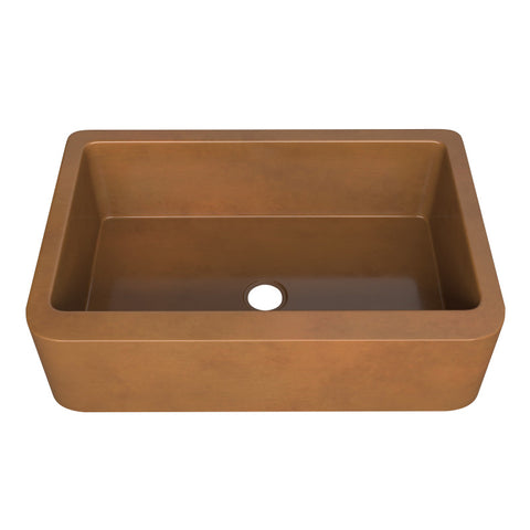 ANZZI Cyprus Farmhouse Handmade Copper 33 in. 0-Hole Single Bowl Kitchen Sink in Polished Antique Copper