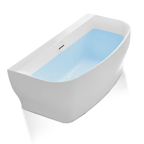 FTAZ112-0052B - ANZZI Bank Series 65 in. x 31 in. Flat Bottom Freestanding Soaking Bathtub with Center Drain and Faucet in Glossy White