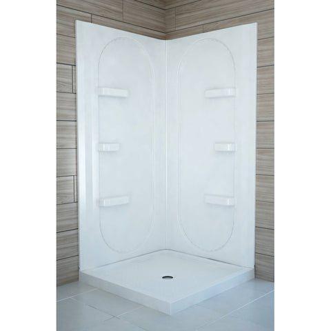 ANZZI Studio 38 in. x 38 in. x 75 in. 2-piece DIY Friendly Corner Shower Surround in White