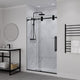 ANZZI Series 48 in. x 76 in. Frameless Shower Door with Sliding in Matte Black  with Tsunami Guard Tempered Clear Glass