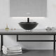 Amalfi Series 17 in. L x 17 in. W Round Bathroom Vessel Sink in Matte Black Finish Glass with Chrome Pop-Up Drain