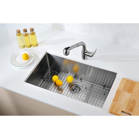 ANZZI Vanguard Undermount Stainless Steel 30 in. 0-Hole Single Bowl Kitchen Sink