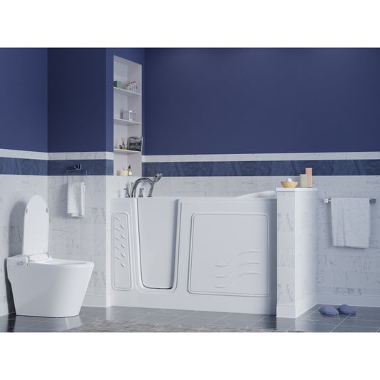 AMZ3060WILWS - ANZZI 30 in. x 60 in. Left Drain Quick Fill Walk-In Soaking Tub in White