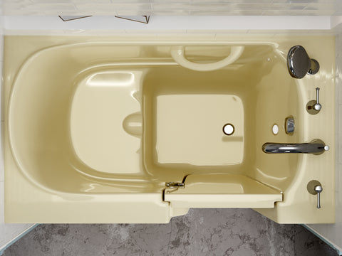 26 in. x 46 in. Right Drain Quick Fill Walk-In Soaking Tub in Biscuit