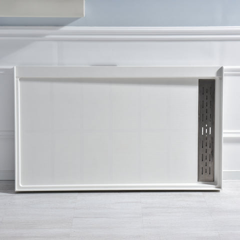 ANZZI Shower Base 60 in. L x 32 in. W Shower Pan Base with Right Drain in Glossy White Marine Acrylic