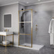 ANZZI Series 34 in. x 78 in. Fixed Frameless Shower Door in Brushed Gold with Tsunami Guard Tempered Clear Glass