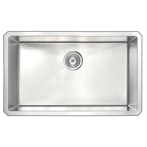 Vanguard Undermount Stainless Steel 30 in. 0-Hole Single Bowl Kitchen Sink in Brushed Satin