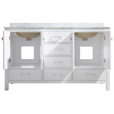 Chateau 60 in. W x 22 in. D Bathroom Vanity Set with Carrara Marble Top with White Sink