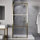 ANZZI Series 34 in. x 78 in. Fixed Frameless Shower Door in Brushed Gold with Tsunami Guard Tempered Clear Glass