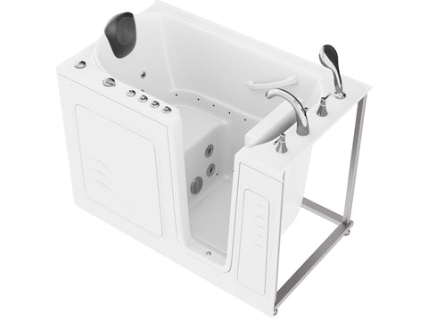 AMZ3053RWD - ANZZI 30 in. x 53 in. Right Drain Quick Fill Walk-In Whirlpool and Air Tub with Powered Fast Drain in White