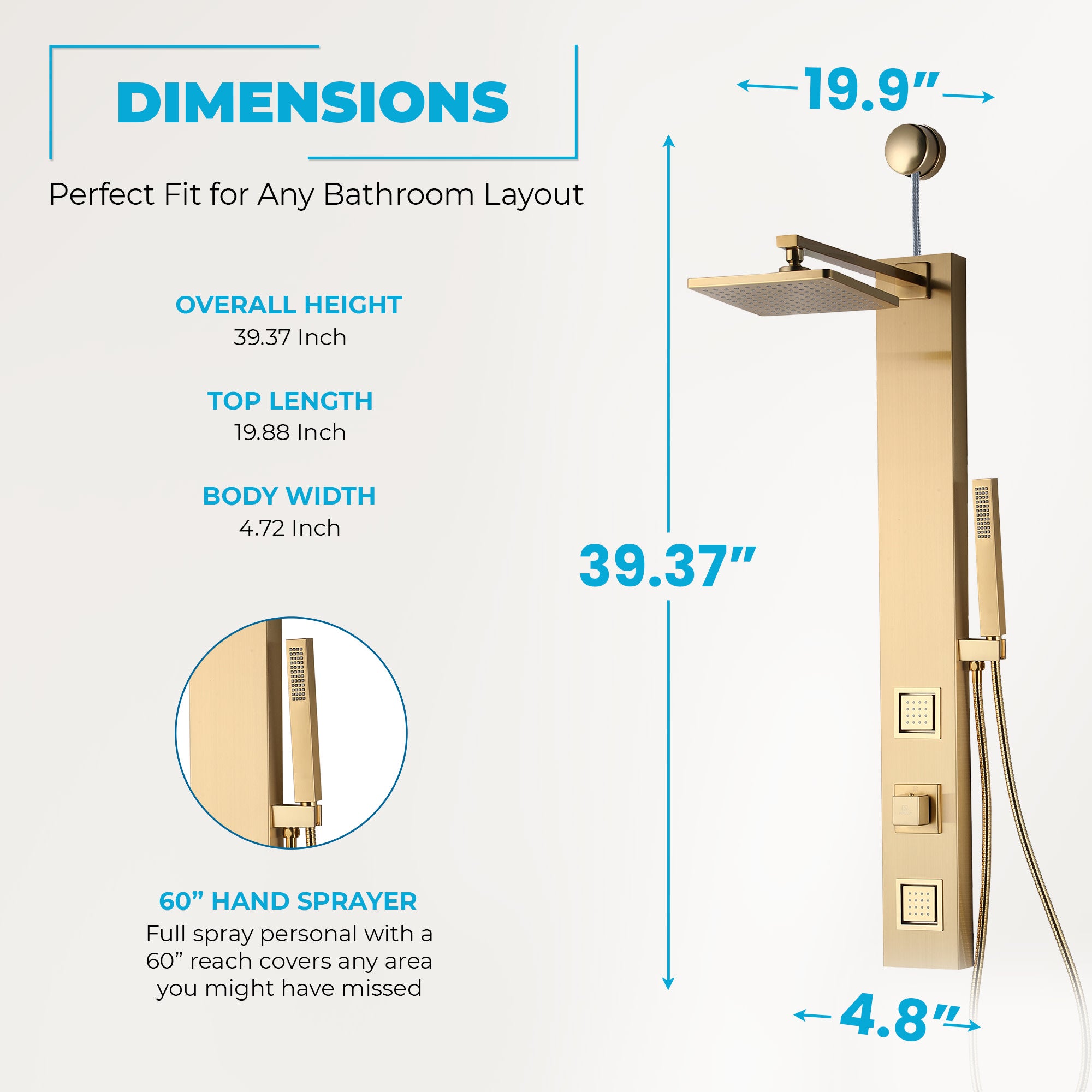 SP-AZ082PRX - ANZZI Dion Series 39 in. 2-Jetted Shower Tower with