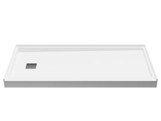 ANZZI Alexander 60" x 30" Alcove Shower Pan, Compression Molded ANR Material (3X Impact Resistant), Low Threshold, Stainless Steel Drain Cover