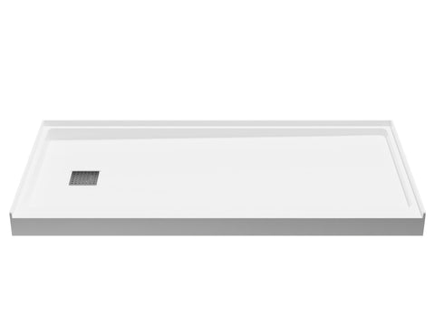 ANZZI Alexander 60" x 30" Alcove Shower Pan, Compression Molded ANR Material (3X Impact Resistant), Low Threshold, Stainless Steel Drain Cover