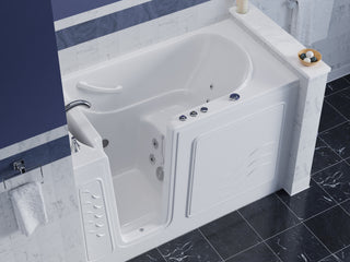 ANZZI 59 in. x 30 in. Left Drain Whirlpool Jetted Bathtub in White with Rounded Toilet and Soft Close Lid