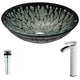 LSAZ043-097B - ANZZI Bravo Series Deco-Glass Vessel Sink in Lustrous Black with Key Faucet in Brushed Nickel