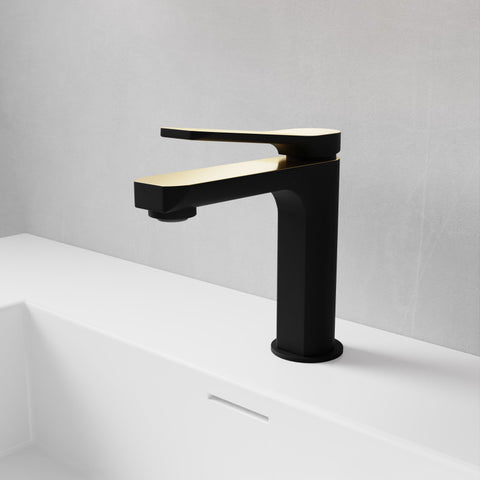 L-AZ900MB-BG - ANZZI Single Handle Single Hole Bathroom Faucet With Pop-up Drain in Matte Black & Brushed Gold