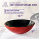 ANZZI Chord Series Deco-Glass Vessel Sink in Lustrous Black and Red with Matching Chrome Waterfall Faucet