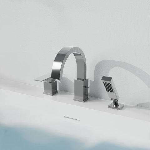 Nite Series Single-Handle Deck-Mount Roman Tub Faucet with Handheld Sprayer in Polished Chrome