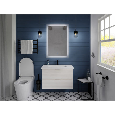 VT-CT30-WH - Conques 30 in W x 20 in H x 18 in D Bath Vanity in Rich White with Cultured Marble Vanity Top in White with White Basin