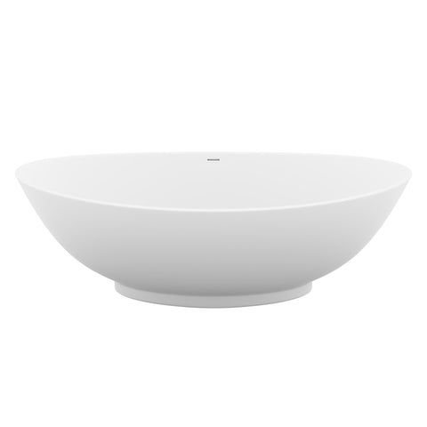 ANZZI Ala 6.2 ft. Solid Surface Center Drain Freestanding Bathtub in Matte White