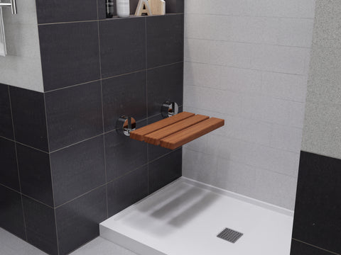 Leisure 20 in. Teak Wall Mounted Folding Shower Seat