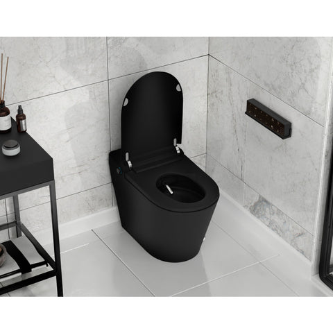 TL-STFF950MB - ANZZI ENVO Echo Elongated 1.28 GPF Smart Bidet Toilet in Matte Black with Auto Open, Auto Close, Auto Flush, and Heated Seat