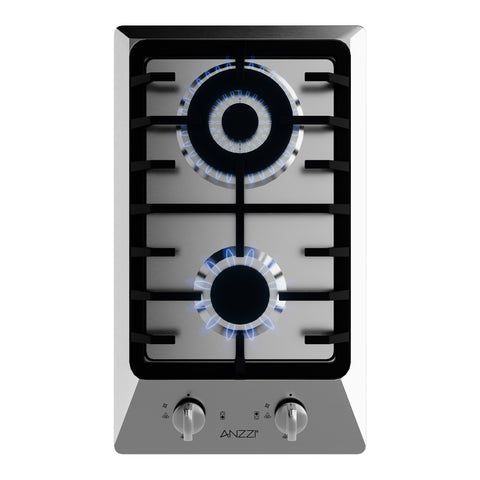 12 in. Gas Cooktop in Stainless Steel with 2 Burners, Gas Regulator and LP Kit