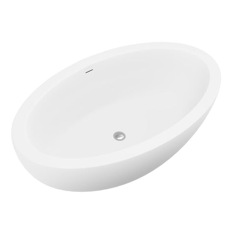 ANZZI Lusso 6.3 ft. Solid Surface Center Drain Freestanding Bathtub in Matte White