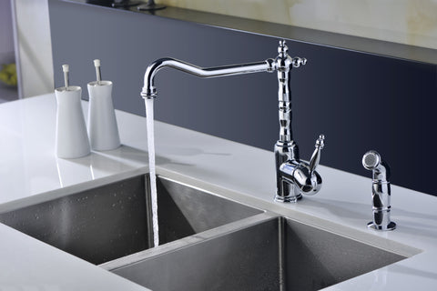 Locke Single-Handle Standard Kitchen Faucet with Side Sprayer in Polished Chrome