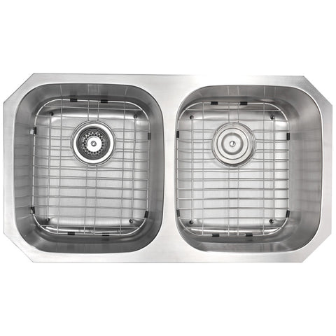 ANZZI Moore Undermount Stainless Steel 32 in. 0-Hole 50/50 Double Bowl Kitchen Sink in Brushed Satin