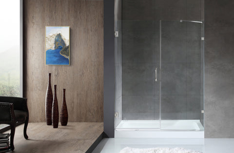 ANZZI Makata Series 60 in. by 72 in. Frameless Hinged Alcove Shower Door with Handle