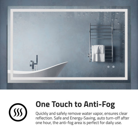 ANZZI 30-in. x 48-in. Frameless LED Front/Back Light Bathroom Mirror w/Defogger