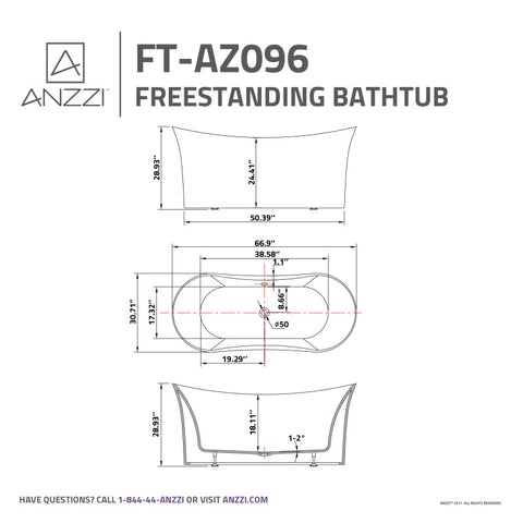 Eft Series 5.58 ft. Freestanding Bathtub