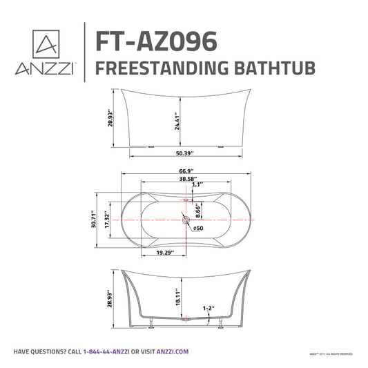 5.58 ft. Freestanding Bathtub in White