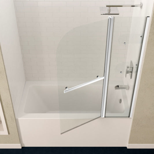 SD05401CH-3260R - ANZZI Anzzi 5 ft. Acrylic Right Drain Rectangle Tub in White With 48 in. x 58 in. Frameless Tub Door in Polished Chrome