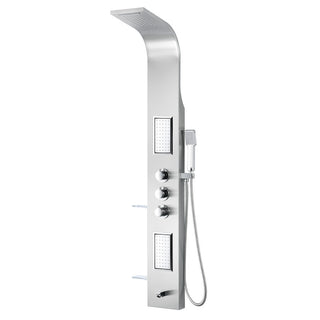 SP-AZ8094 - ANZZI Mesmer Series 58 in. Full Body Shower Panel with Heavy Rain Shower and Body Jets and Spray Wand in Brushed Steel