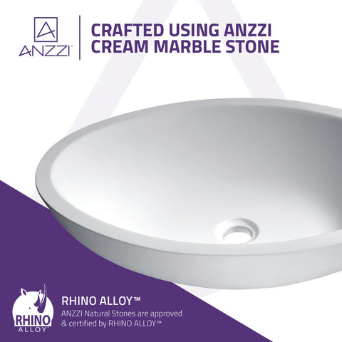 ANZZI Mayorba 1-Piece Solid Surface Vessel Sink with Pop Up Drain in Matte White