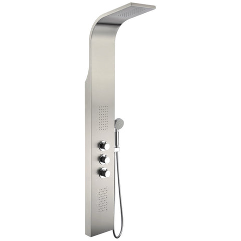 SP-AZ024 - ANZZI Arc 64 in. 2-Jetted Shower Panel with Heavy Rain Shower and Spray Wand in Brushed Stainless Steel