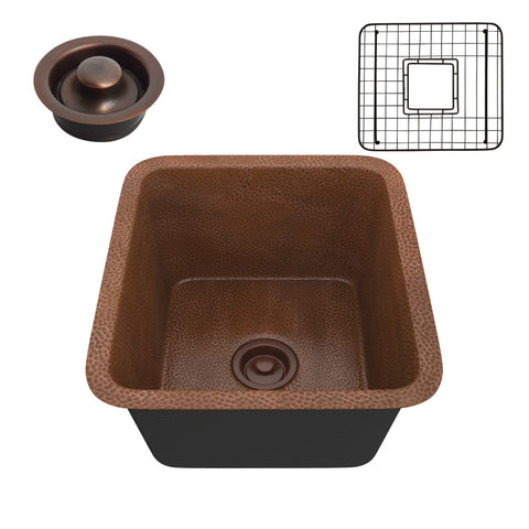 SK-002 - ANZZI Aquileia Drop-in Handmade Copper 17 in. 0-Hole Single Bowl Kitchen Sink in Hammered Antique Copper