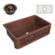 Anatolian Farmhouse Handmade Copper 33 in. 0-Hole Single Bowl Kitchen Sink with Sunflower Design Panel