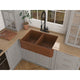Silesian Farmhouse Handmade Copper 33 in. 50/50 Double Bowl Kitchen Sink with Grape Vine Design