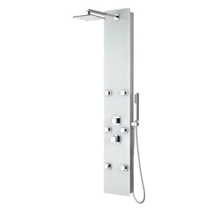 SP-AZ029 - ANZZI Rhaus Series 60 in. 6-Jetted Full Body Shower Panel with Heavy Rain Shower and Body Jets and Spray Wand in White