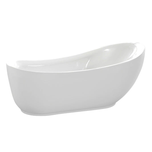 FT-AZ090 - ANZZI Talyah Series 71 in. x 35 in. Flat Bottom Acrylic Freestanding Soaking Bathtub with Center Drain in Glossy White