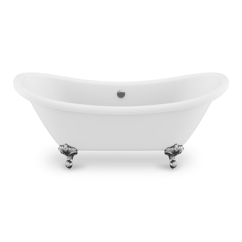 FT-AZ132CH - ANZZI Falco 5.8 ft. Claw Foot One Piece Acrylic Freestanding Soaking Bathtub in Glossy White with Polished Chrome Feet